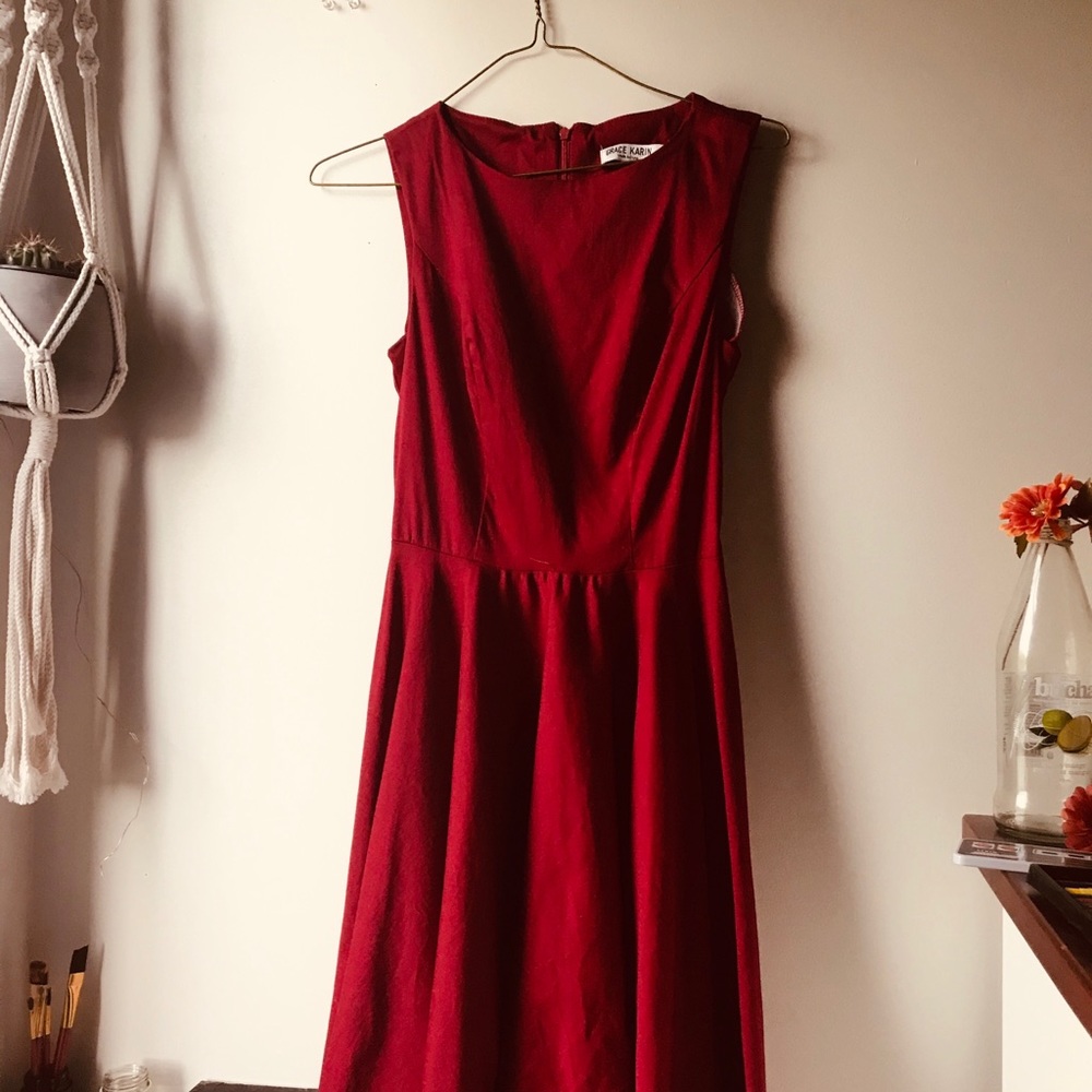 Grace Karin Boatneck Vintage Tea Dress w/ Belt - Picture 2 of 4